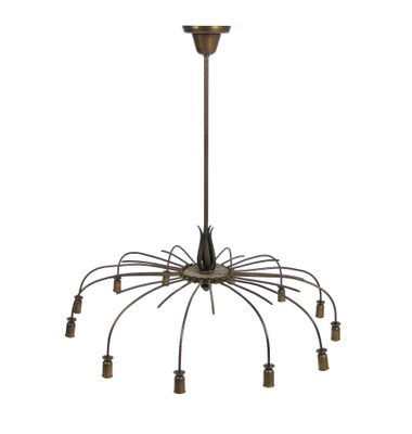 Lustre vintage en laiton à 12 branches en vente sur pamono Lustres désign Vintage