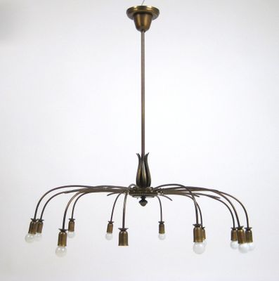 Lustre vintage en laiton à 12 branches en vente sur pamono Lustres désign Vintage