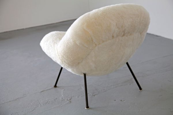 Deutsche Lounge Sessel mit Schafsfell von Fritz Neth, 1950er, 2er ...