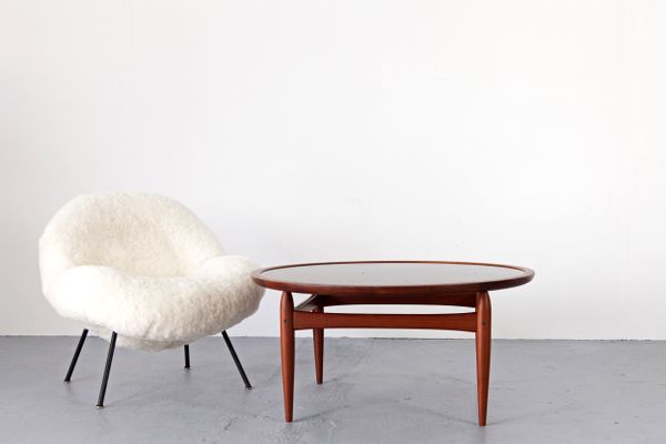 Deutsche Lounge Sessel mit Schafsfell von Fritz Neth, 1950er, 2er ...