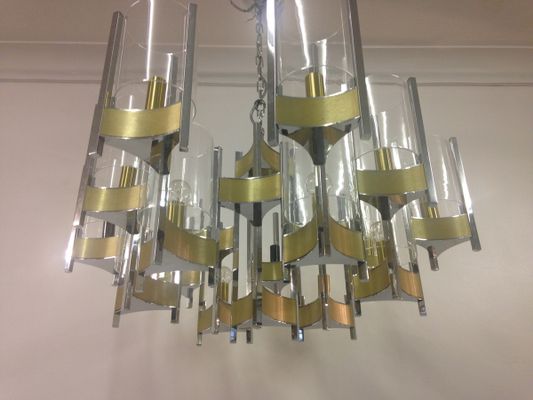 GroÃer vintage messing & chrom kronleuchter von sciolari bei ...