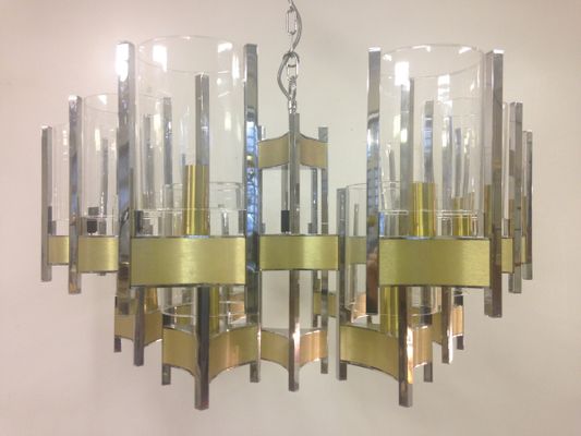 GroÃer vintage messing & chrom kronleuchter von sciolari bei ...