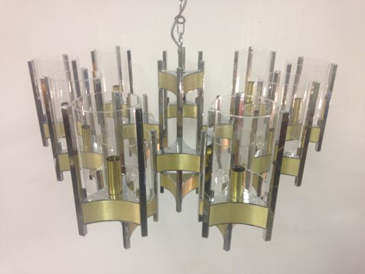 GroÃer vintage messing & chrom kronleuchter von sciolari bei ...