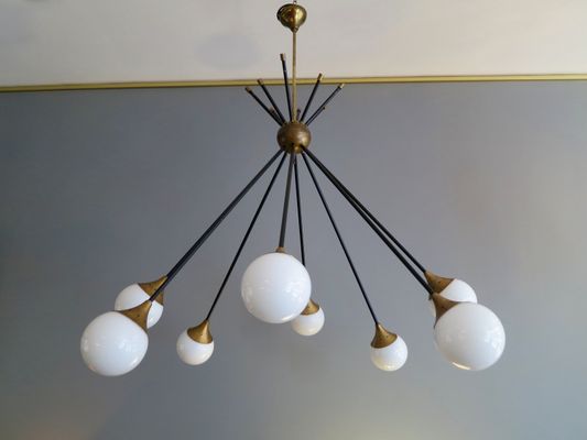 Italienischer mid century messing & glas sputnik kronleuchter bei ...