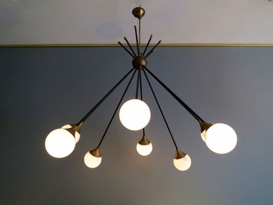 Italienischer mid century messing & glas sputnik kronleuchter bei ...