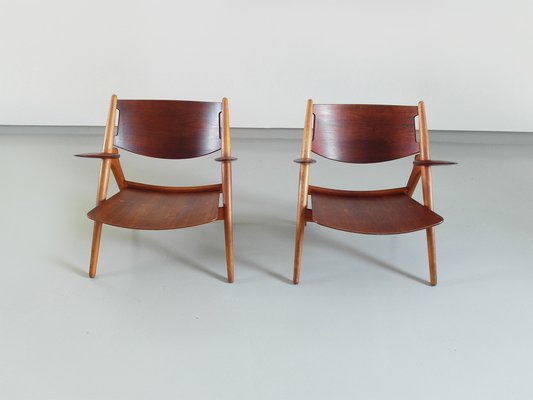 Carl Hansen Chairs ch-28 chairshans j. wegner for carl hansen, 1951, set of 2 for Carl Hansen Chairs ch-28 chairshans j. wegner for carl hansen, 1951, set of 2 for