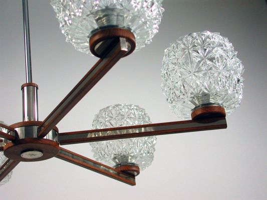 Mid century teak und chrom kronleuchter aus frankreich, 1960er bei ...
