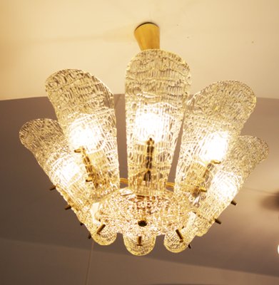 Vintage eisglas optik kronleuchter von kalmar bei pamono kaufen