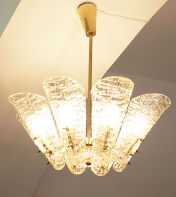 Vintage eisglas optik kronleuchter von kalmar bei pamono kaufen