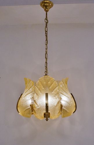 Schwedischer mid century glas & messing kronleuchter bei pamono kaufen