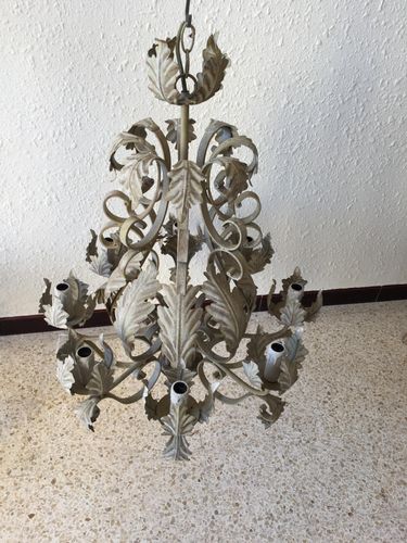 Grauer vintage kronleuchter aus gusseisen bei pamono kaufen
