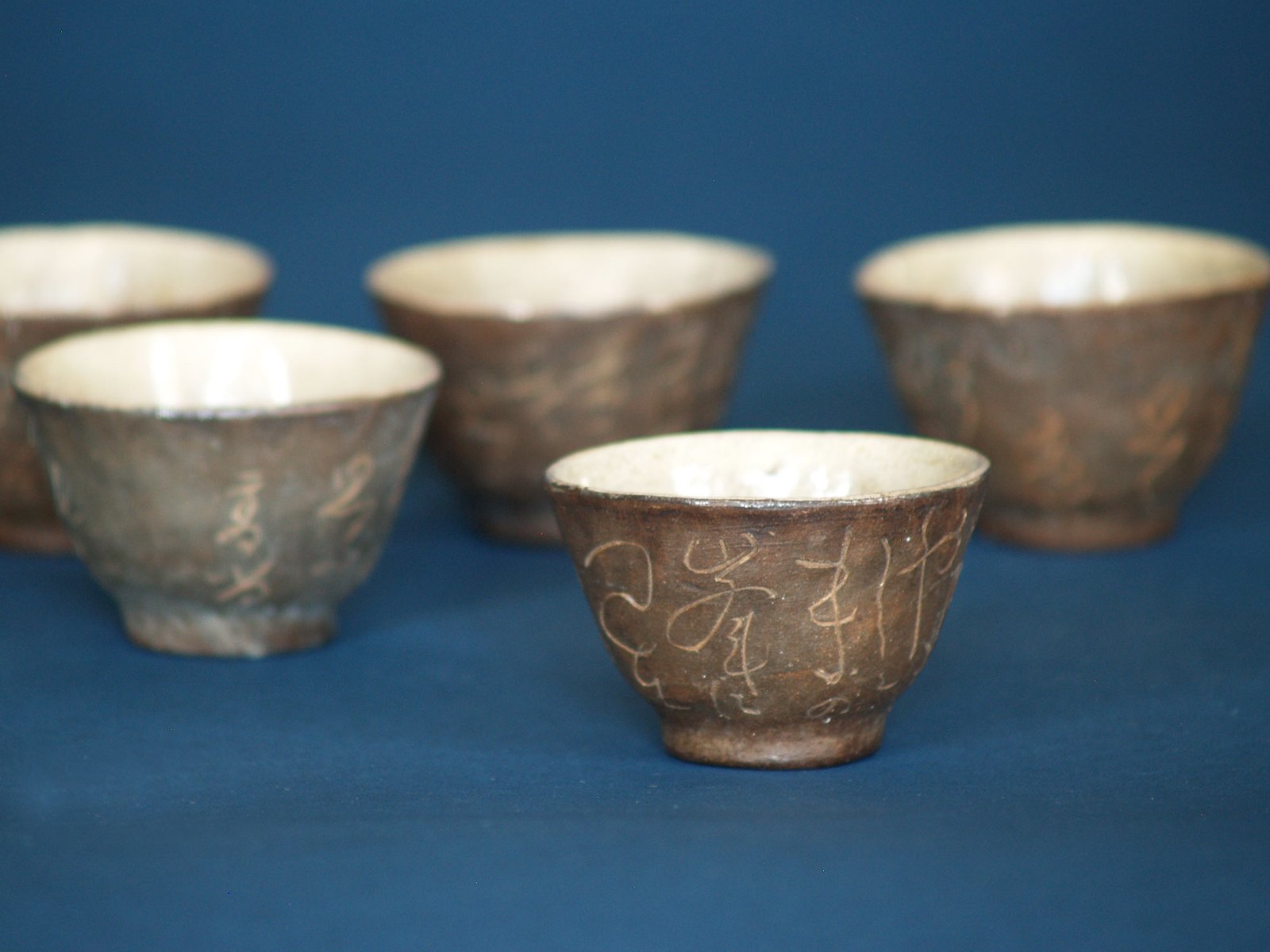 Yashima Japanese Tea Cups by Otagaki Rengetsu, 1880s, Set of 4 for sale