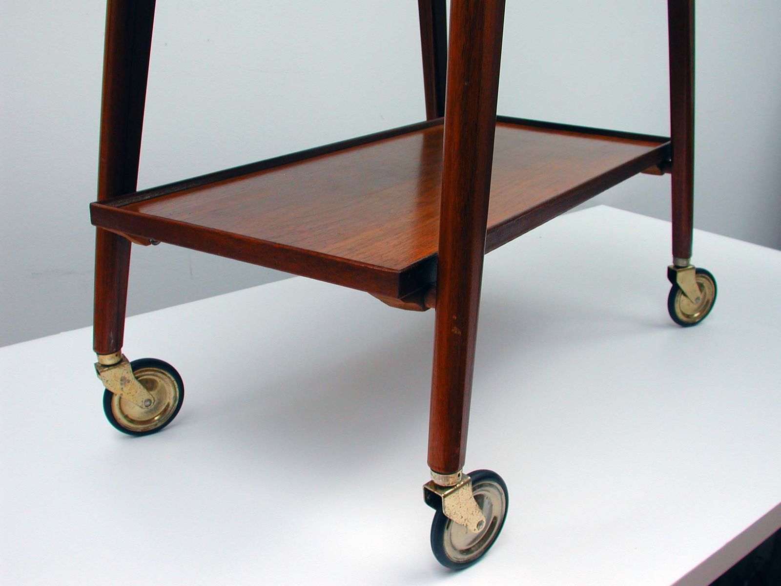 German Teak And Black Glass Serving Bar Cart From Opal Mbel