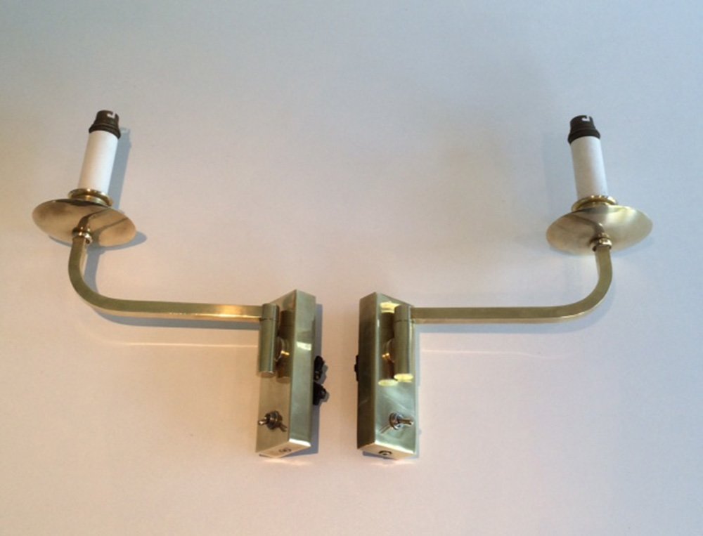 Vintage Brass Swivel Wall Lights, Set of 2 for sale at Pamono