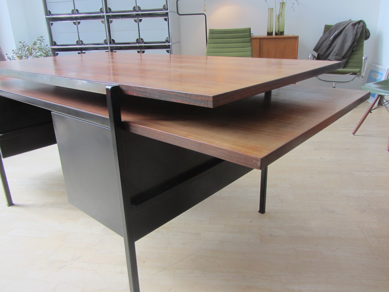 Vintage schreibtisch aus palisander & metall mit zwei ...