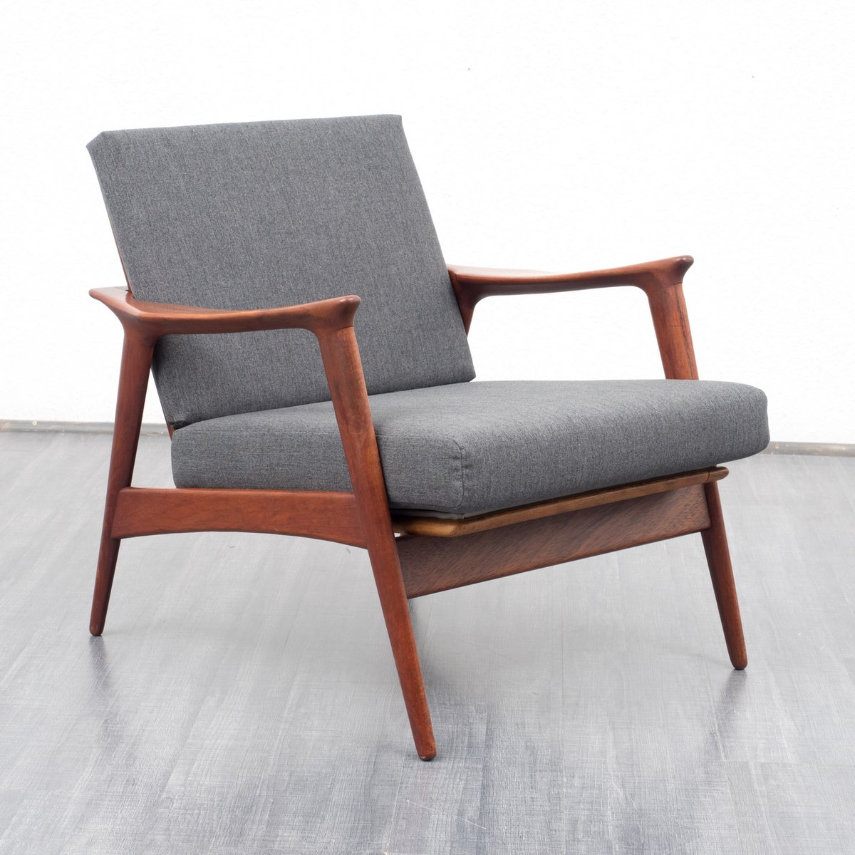 Teak Grey Armchair, 1960s for sale at Pamono