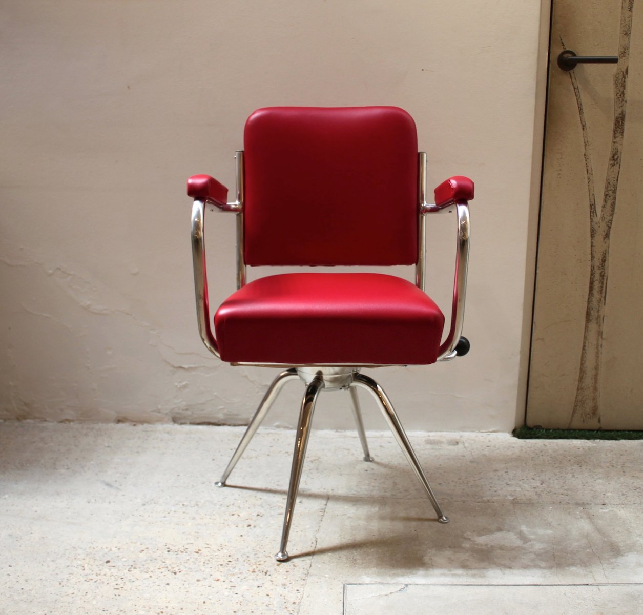chrome and red leather desk chair, 1930s for sale at pamono chrome and red leather desk chair, 1930s for sale at pamono