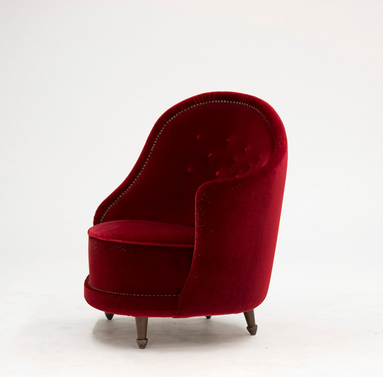Dark Red Velvet Lounge Chair by Carl Cederholm for Stil & Form, 1940s