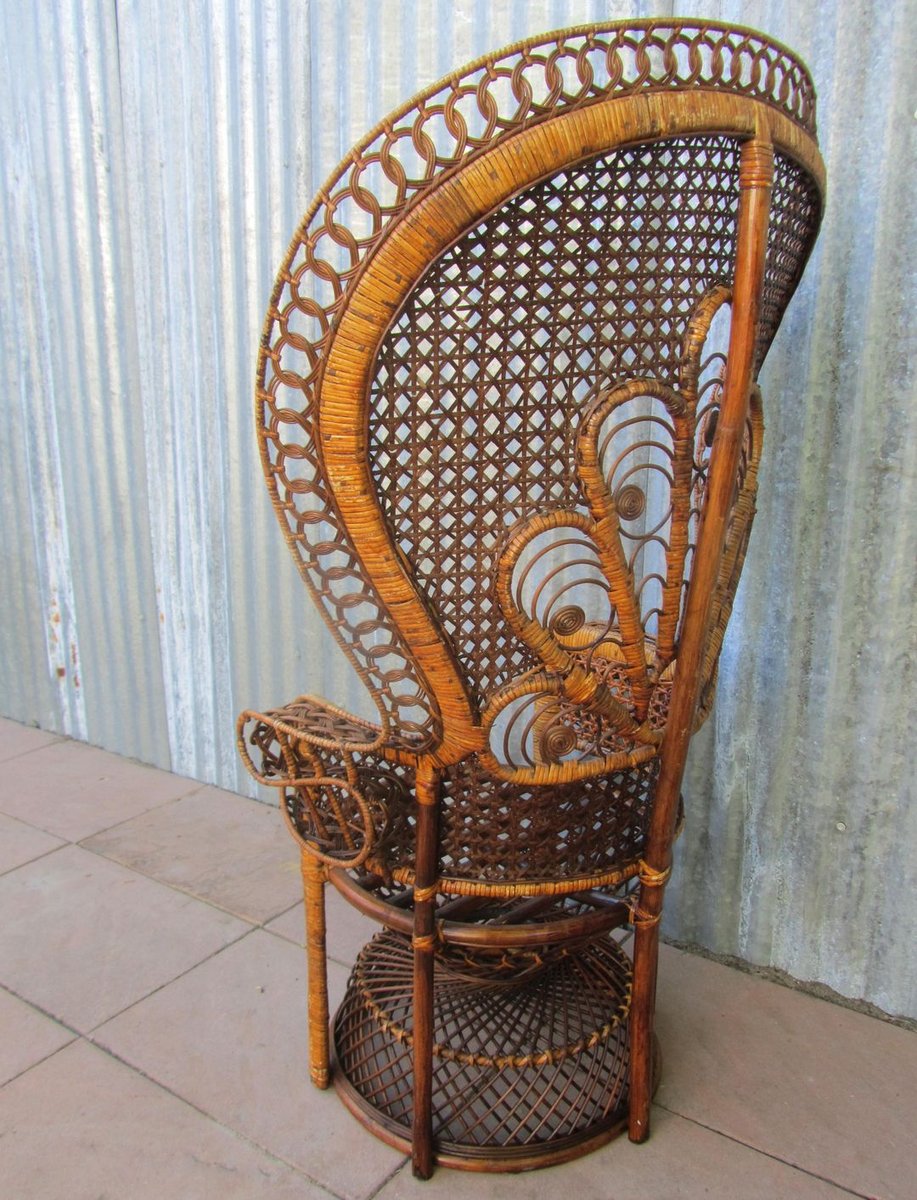 Vintage Rattan Peacock Chair, 1960s for sale at Pamono