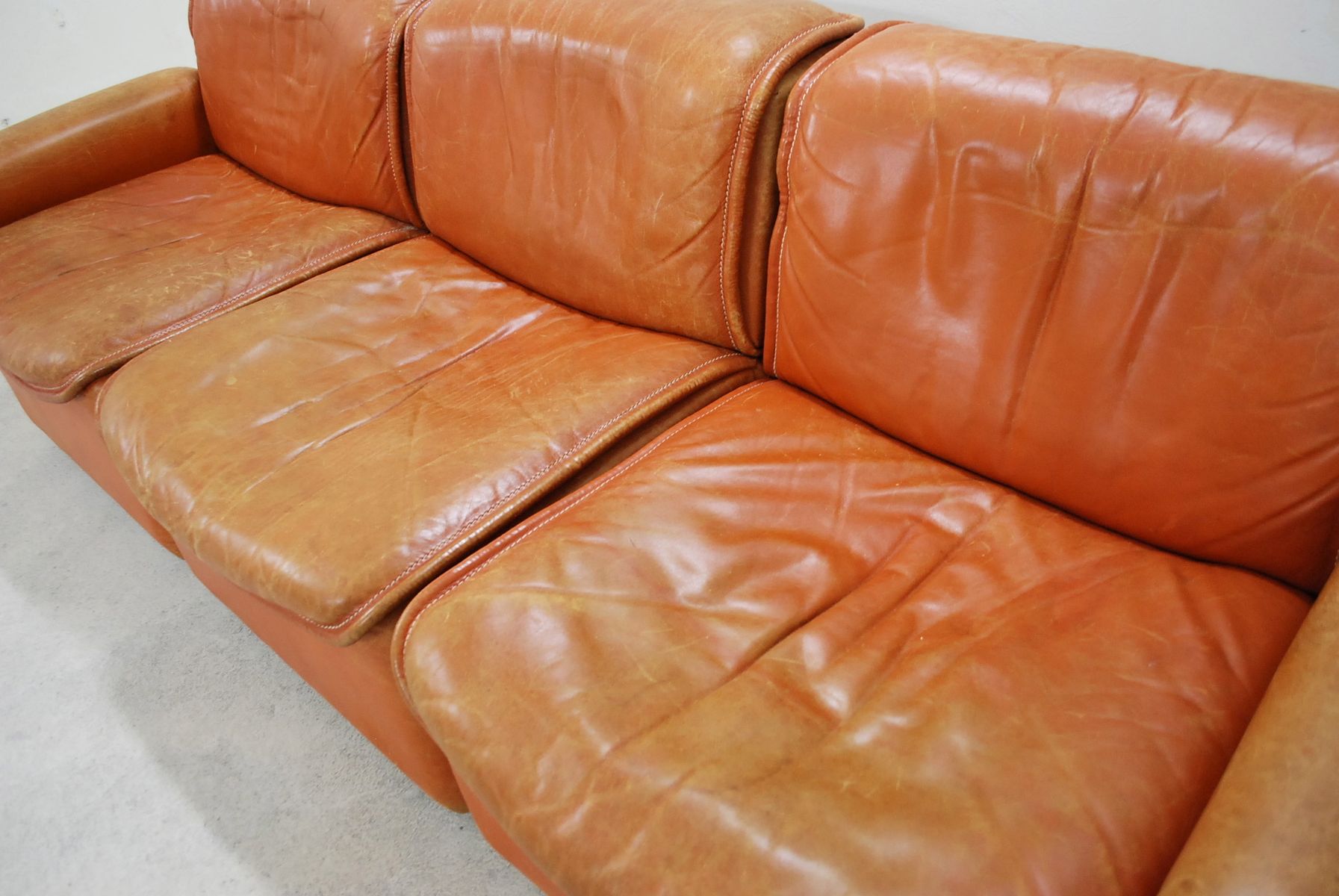 DS 12 Modular Cognac Leather Sofa from De Sede 1980 for sale at