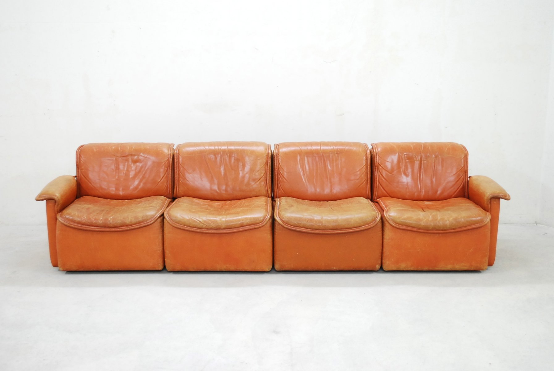 DS 12 Modular Cognac Leather Sofa from De Sede 1980 for sale at