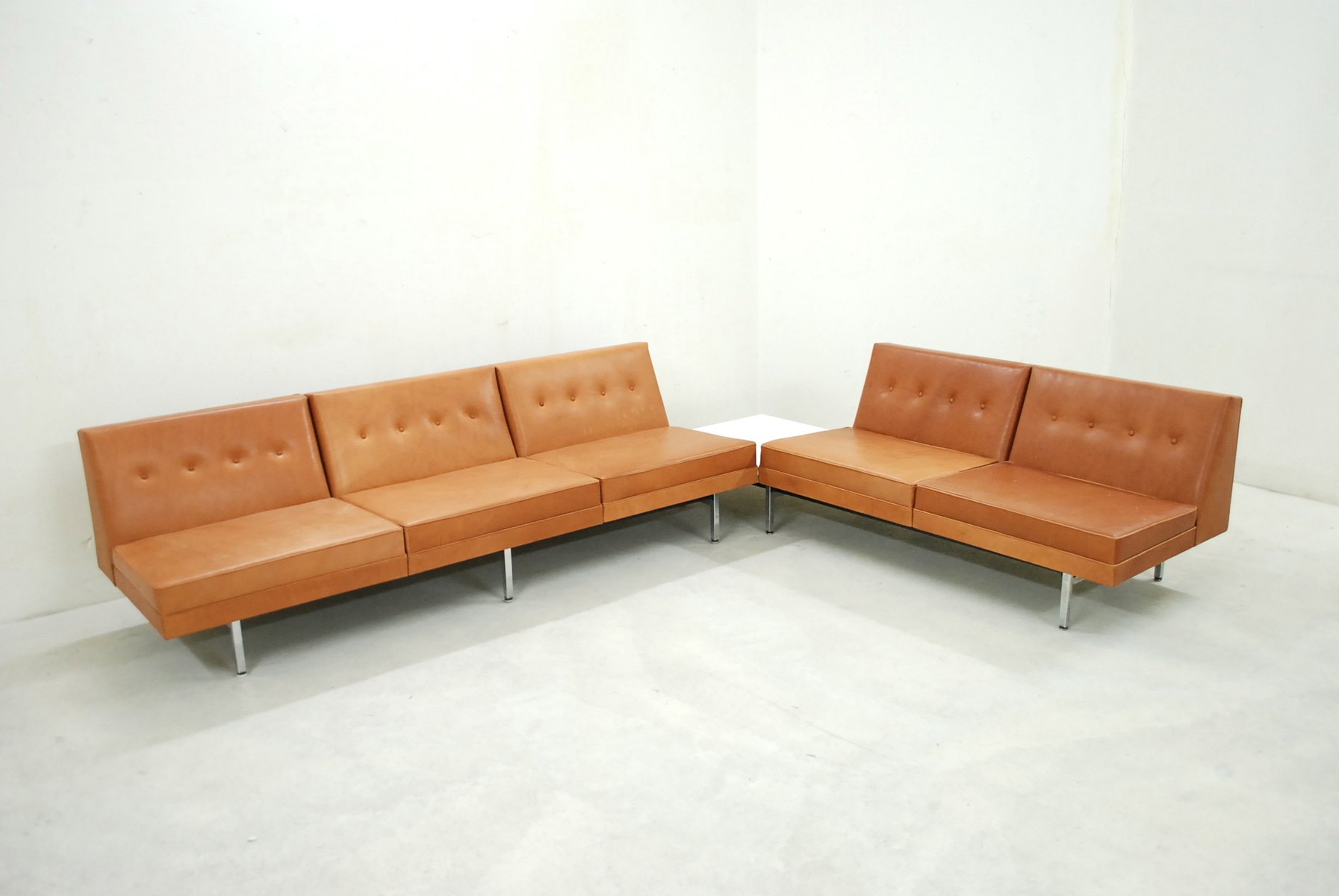 Cognac Leather Modular Sofa Set by George Nelson for Herman Miller