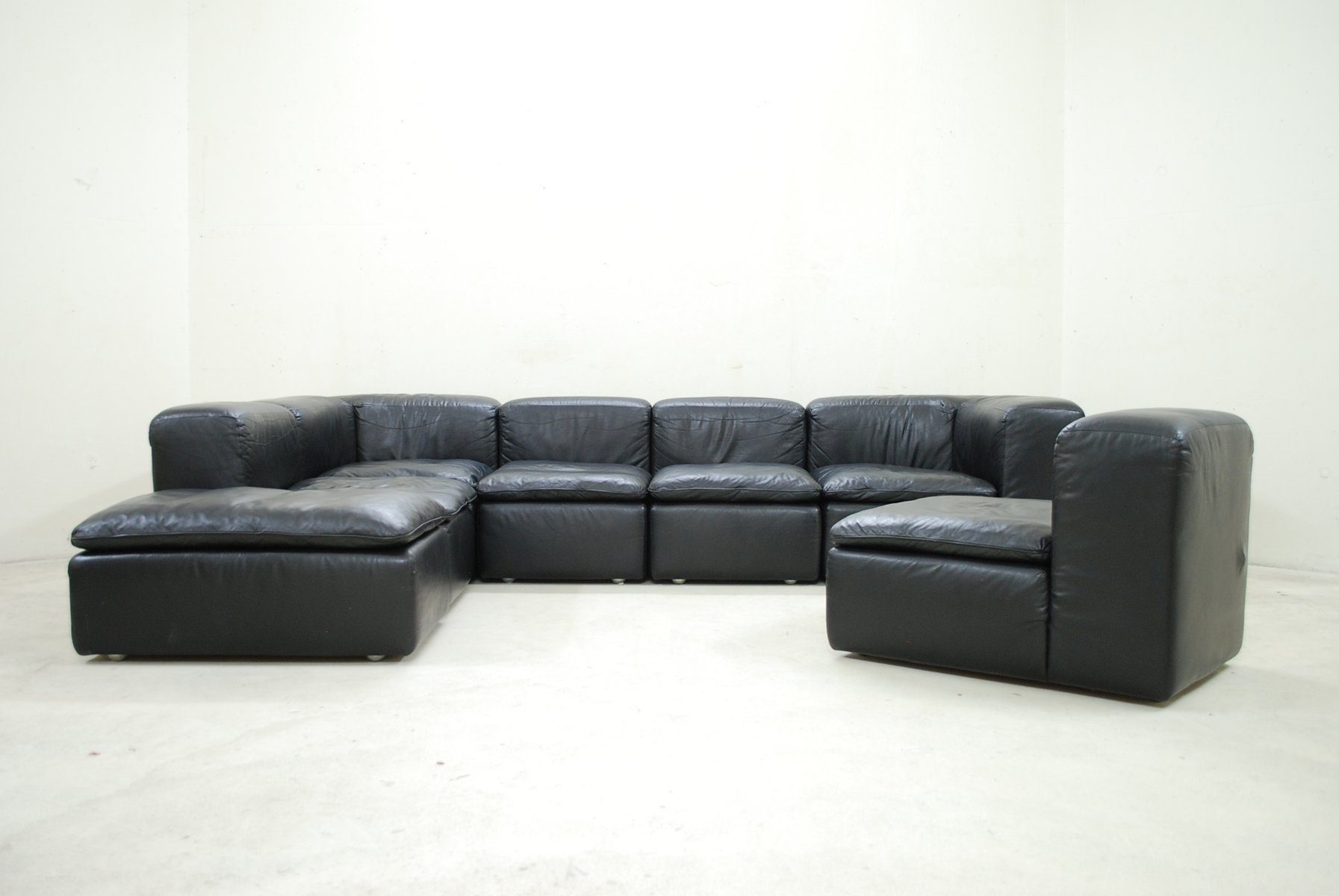 Modular Black Cube Design WK 550 Leather Sofa by Ernst Martin