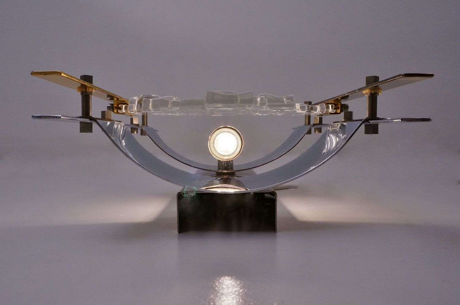 Italian Brass, Chrome and Glass Wall Lights by Gaetano Sciolari, 1970s, Set of 2 for sale at Pamono