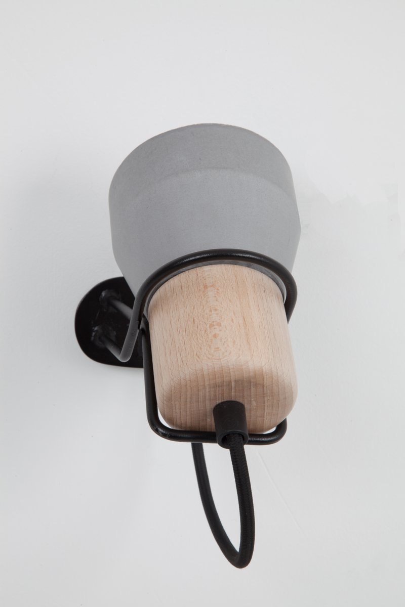 Cement Wood Wall Lamp by Decha Archjananun for sale at Pamono