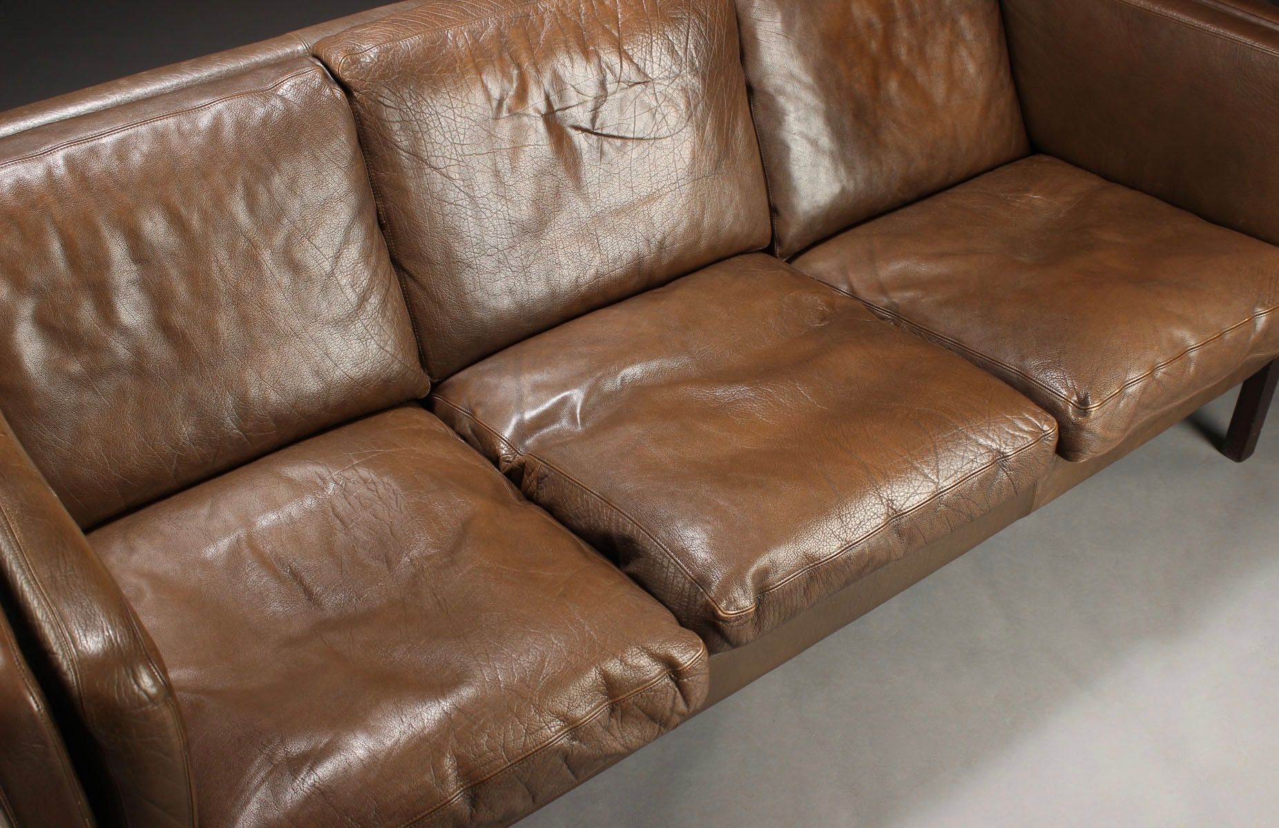 Danish Leather Sofa by G Thams for Vejen Polsterm¸belfabrik 1960s