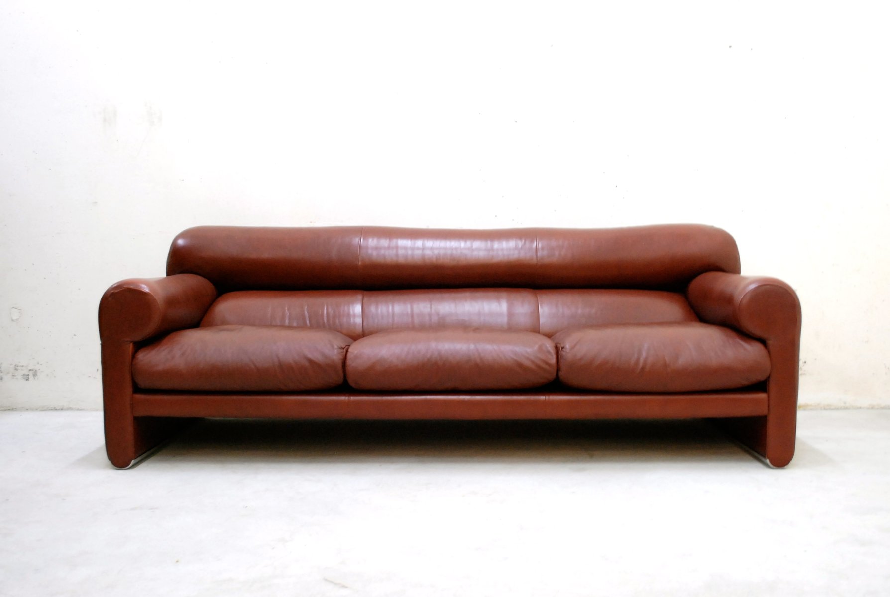 Italian Leather Sofa by Sergio Mazza and Giuliana Gramigna for