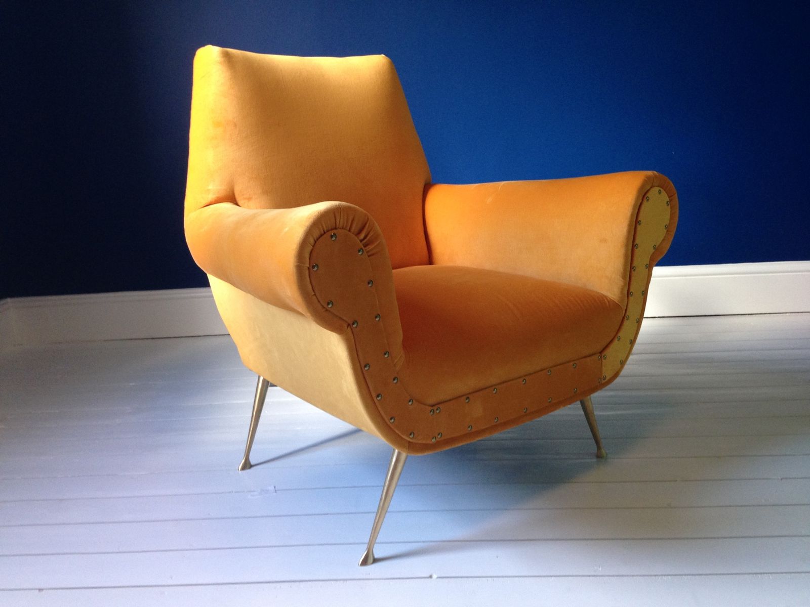 Italian Mustard Colored Armchairs, Set of 2 for sale at Pamono