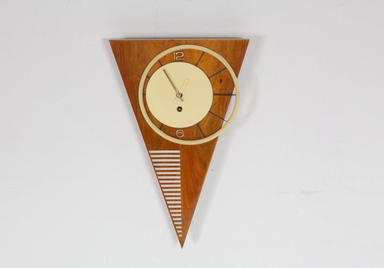 Midcentury Viennese Asymmetric Triangle Wall Clock For Sale - Midcentury Viennese Asymmetric Triangle Wall Clock midcentury viennese asymmetric triangle wall clock for sale - midcentury viennese asymmetric triangle wall clock