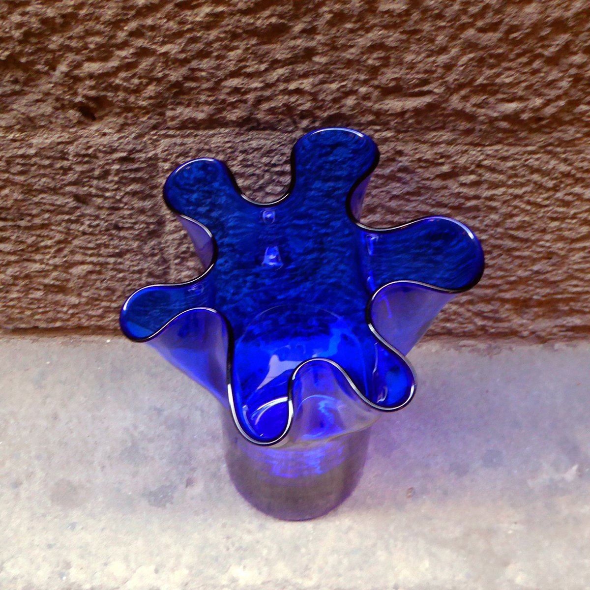 Vintage Modernist Handblown Blue Glass Vase for sale at Pamono