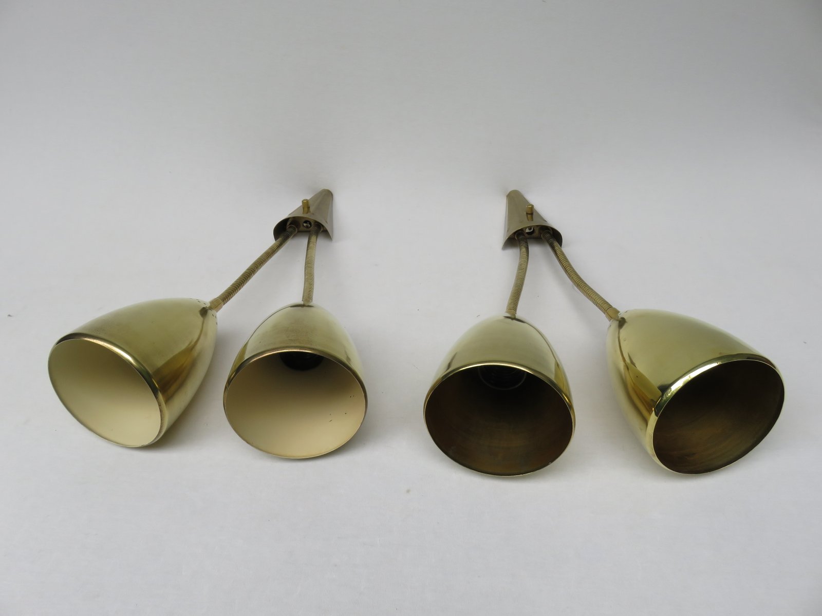 Brass Wall Lights with Flexible Arms, Set of 2 for sale at Pamono