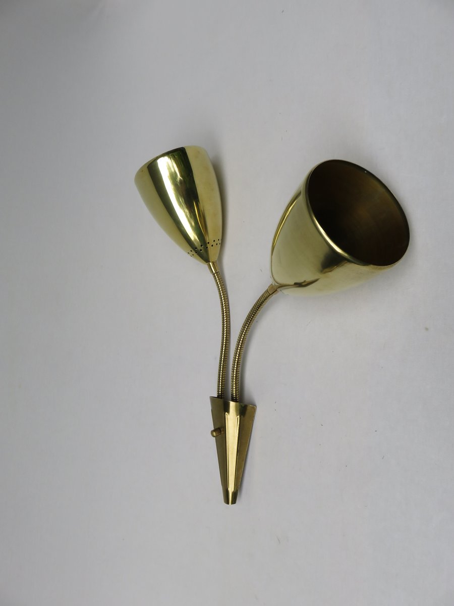 Brass Wall Lights with Flexible Arms, Set of 2 for sale at Pamono