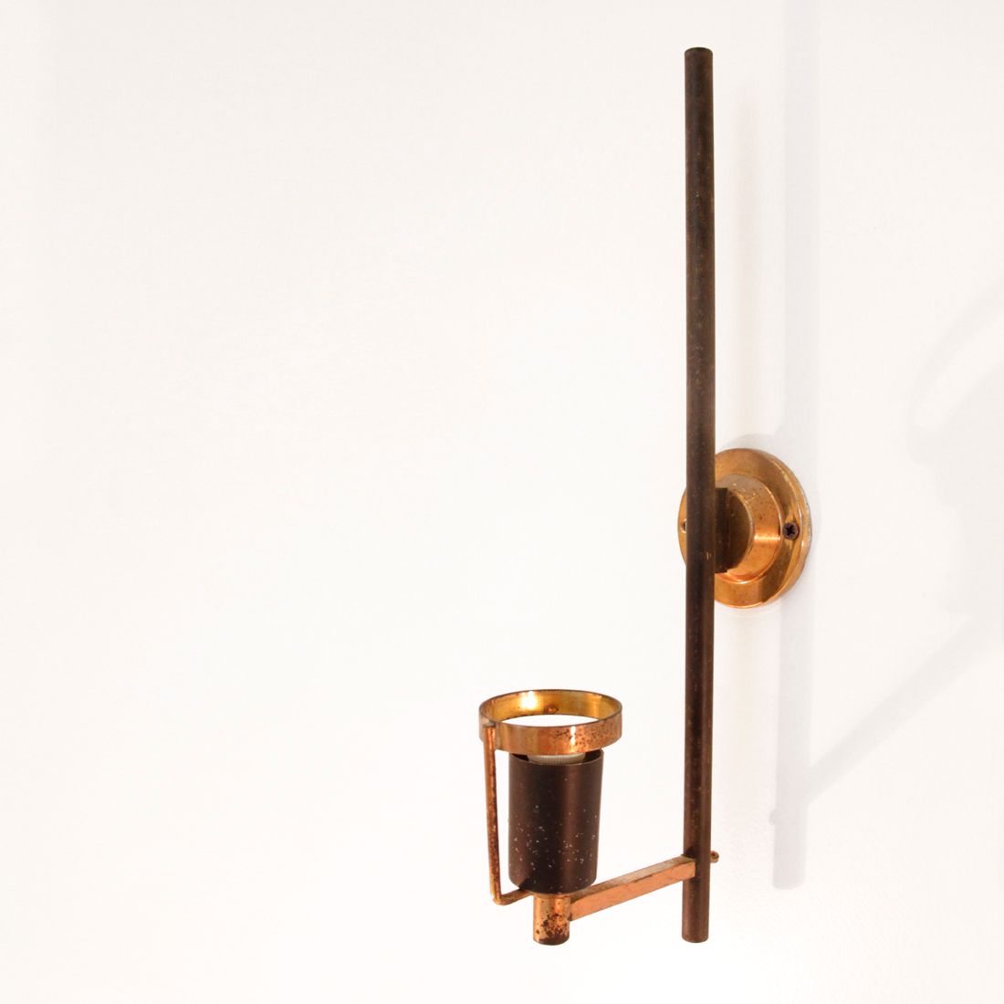 Italian Brass & Glass Wall Light, 1950s, set of 3 for sale at Pamono