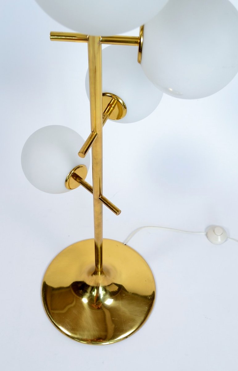 Swiss Brass and Frosted Glass Globes Floor Lamp from Temde ...