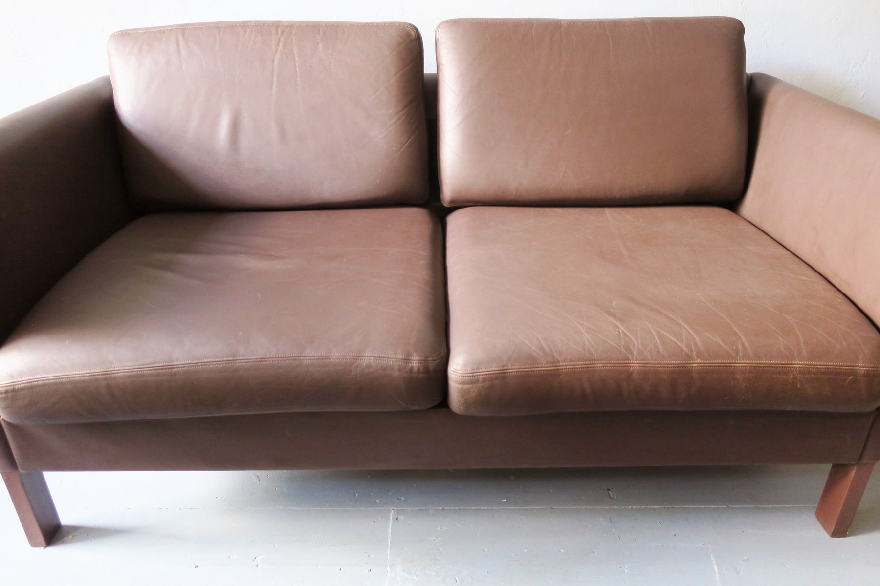 Danish Leather Sofa Loveseat 1970s for sale at Pamono