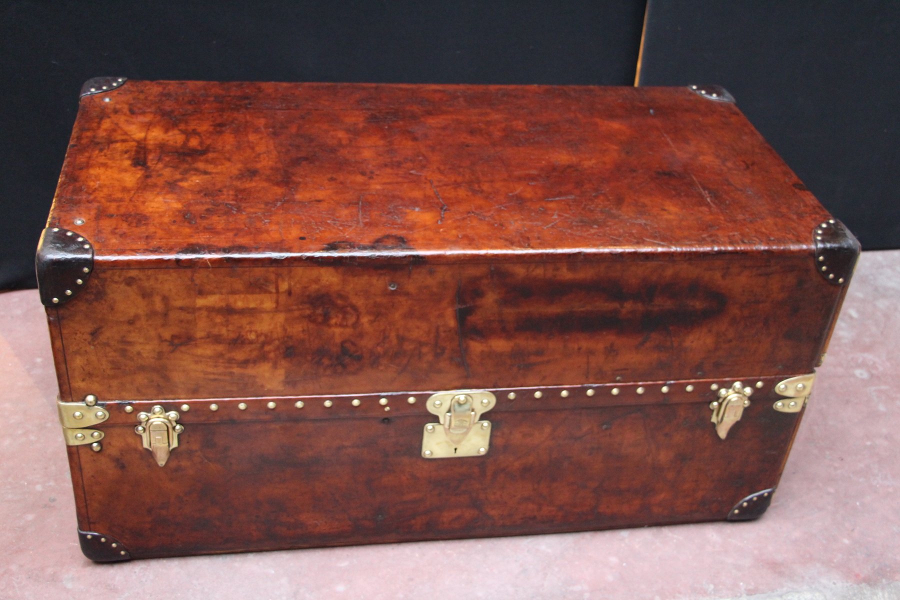Vintage Leather Wardobe Steamer Trunk from Louis Vuitton for sale at Pamono