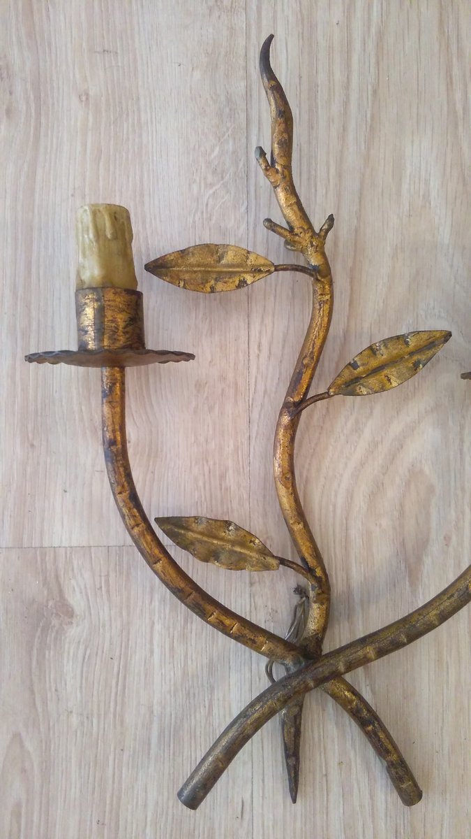 French Golden Metal Wall Light for sale at Pamono