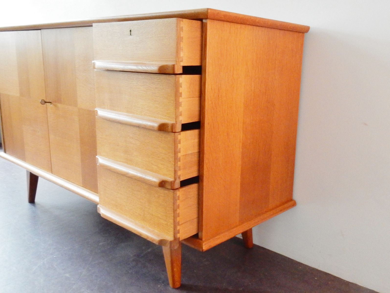 Vintage Oak Sideboard with 4 Drawers for sale at Pamono