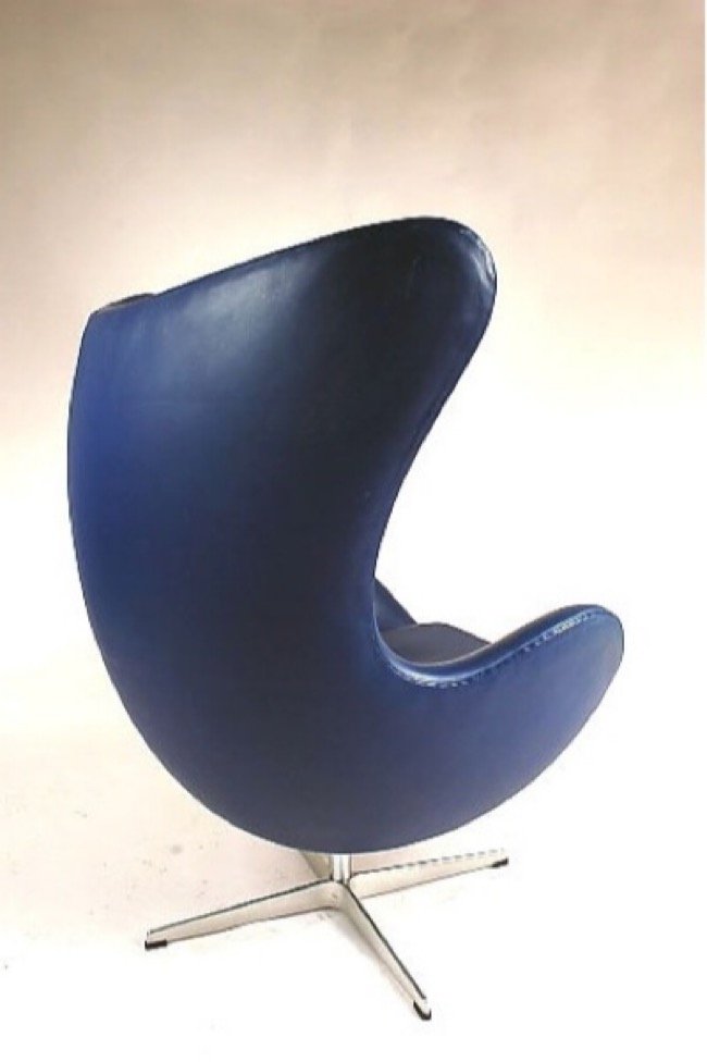Danish Blue Egg Chair by Arne Jacobsen for Fritz Hansen, 1950s for sale at Pamono