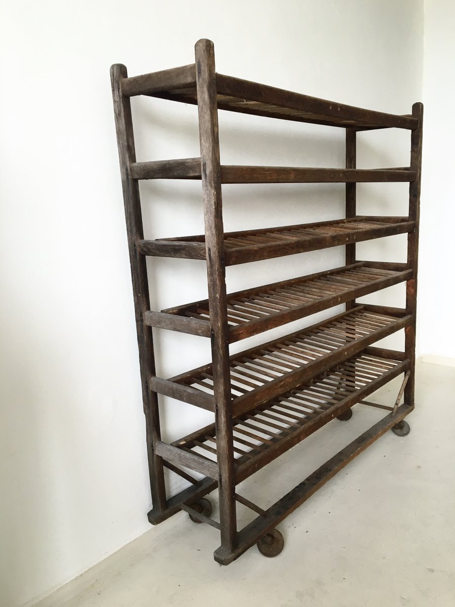 Vintage Industrial Wooden Bakery Rack, 1940s for sale at Pamono