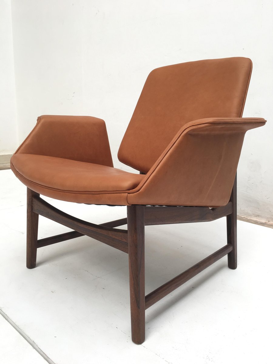 danish rosewood leather chair by hans olsen 1950s 1