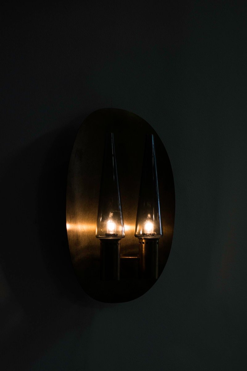 Brass and Glass Wall Lamp by Hans-Agne Jakobsson for sale at Pamono
