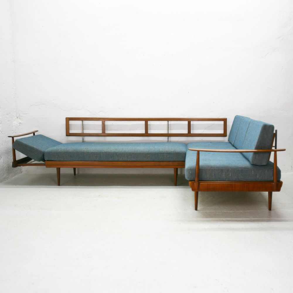 German Walnut Corner Sofa and Daybed from Knoll Antimott, 1960s for