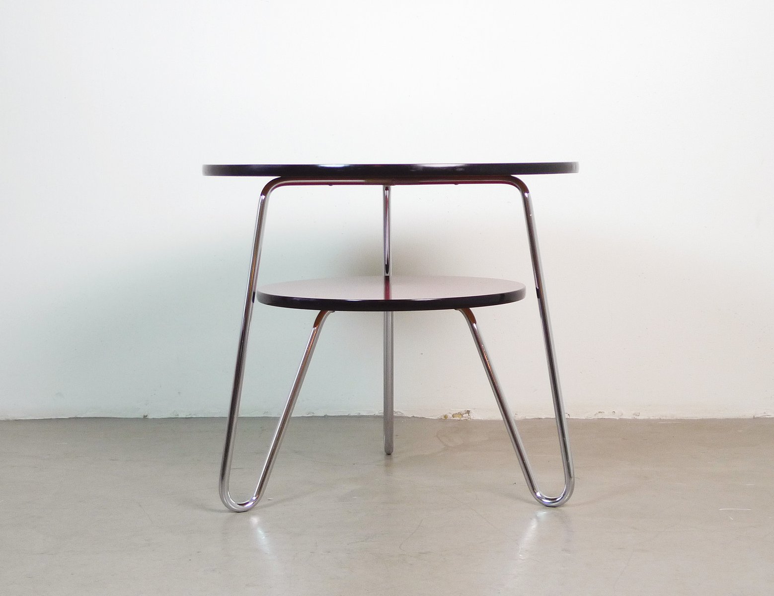 Deutscher runder couchtisch mit ablage, 1950er bei pamono kaufen Runder couchtisch