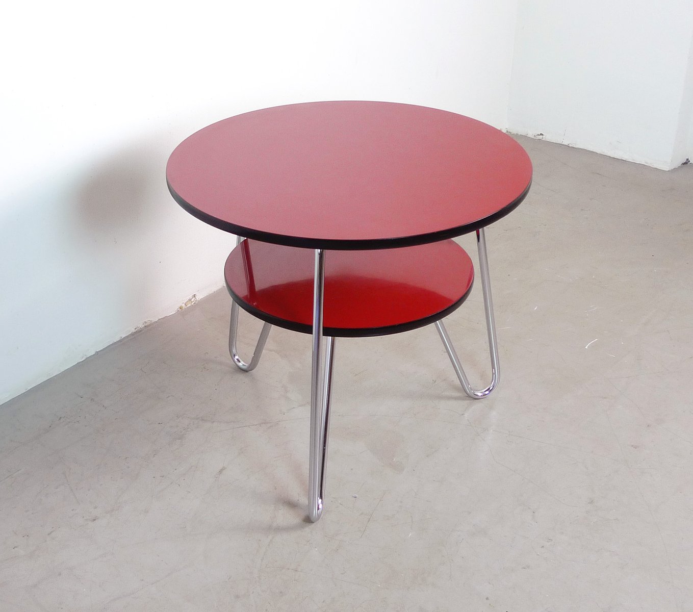 Deutscher runder couchtisch mit ablage, 1950er bei pamono kaufen Runder couchtisch