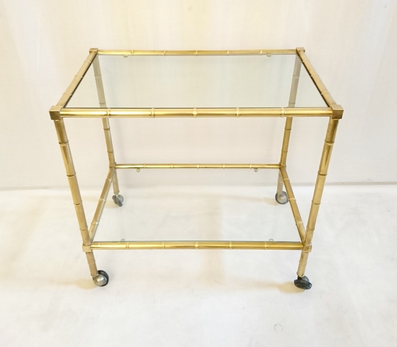Vintage Faux Bamboo Brass Bar Cart for sale at Pamono
